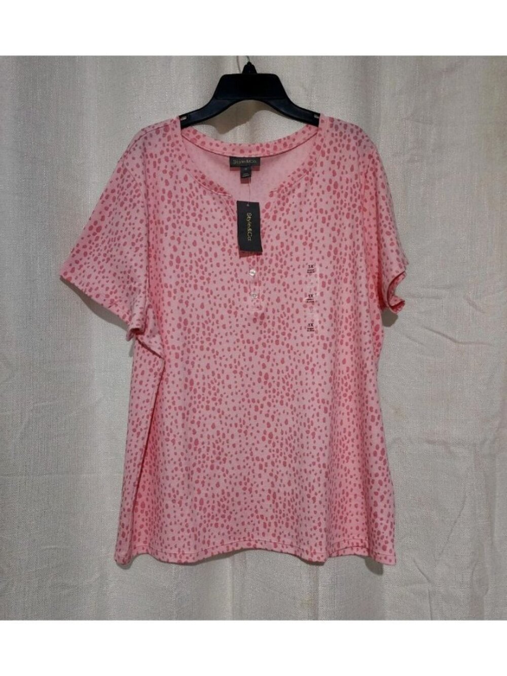 Style & Co Women's Henley Top Blouse Pink Size 1X NWT